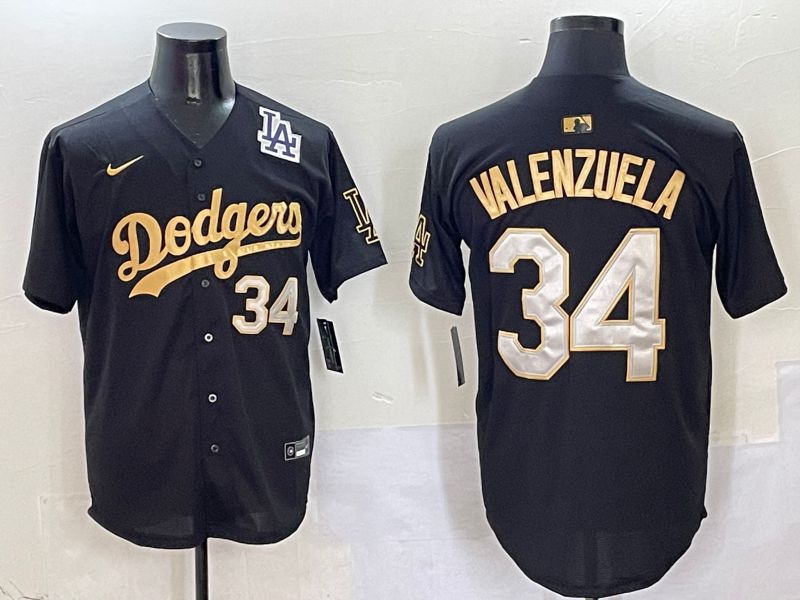 Men Los Angeles Dodgers #34 Valenzuela Black Game Nike 2025 MLB Jersey style 5047